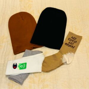 Beanies and Casual Socks - Black, White, Gray, Brown
